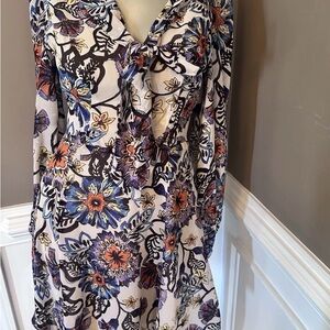 NWT Betsey Johnson Floral Multicolor Tie V-Neck Dress Size 2